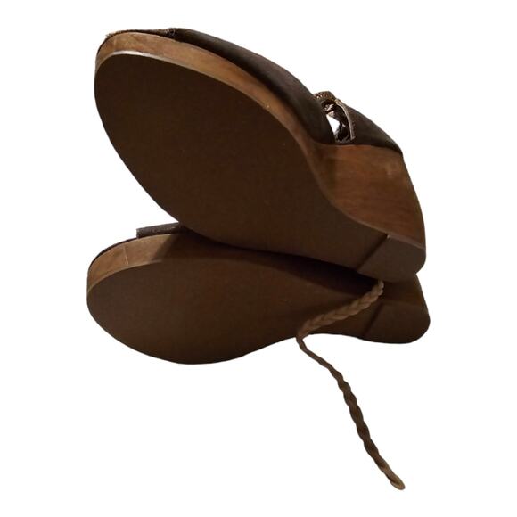 Very Volatile Platform Wooden Wedge Bronze Leather Gladiator Sandals Size 8 New! - Picture 4 of 13